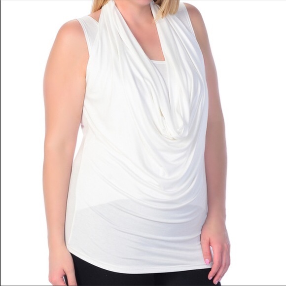 SLEEVELESS PLUS-SIZE DRAPE BLOUSE! - Picture 2 of 3